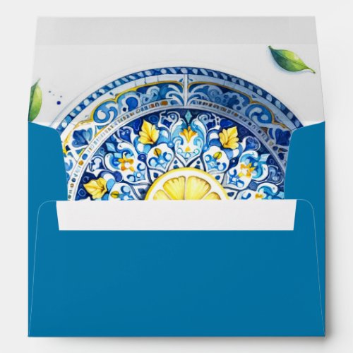 Wedding Envelopes Modern Custom Blue With Lemons