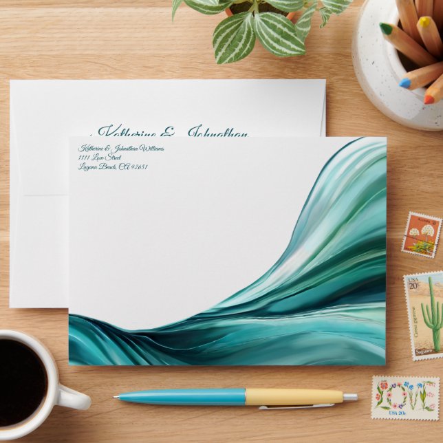 Wedding Envelopes-Modern Emerald Green- Envelope (Desk)