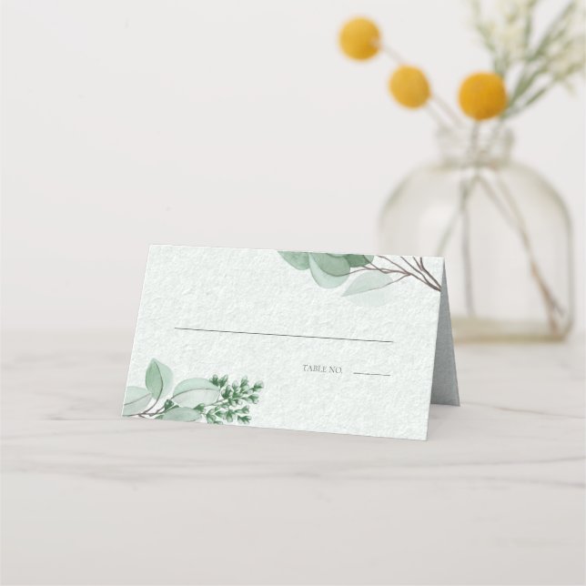 Wedding Escort Card  | Elegant Watercolor Eucalypt (Front)