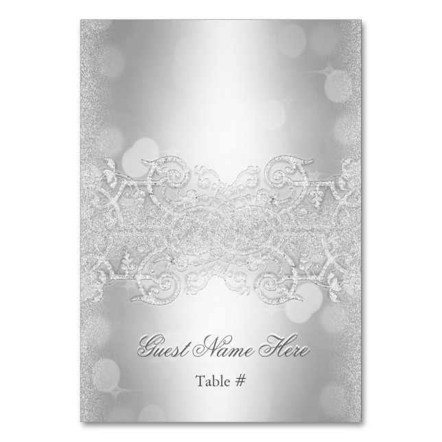 Wedding Escort Card Silver (Front)