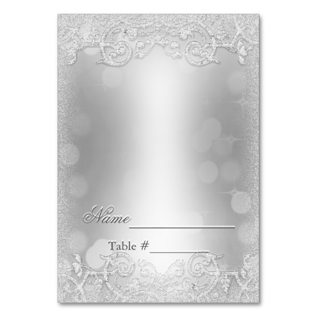 Wedding Escort Card Silver Fill in Later (Front)
