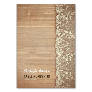 wedding escort cards rustic wood lace
