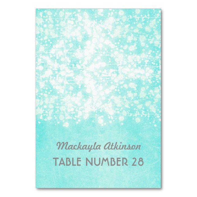 wedding escort cards string lights blue (Front)