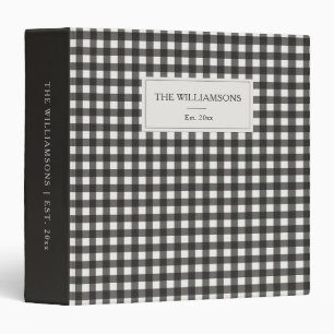 Wedding Est Year Black Gingham Keepsake Photo 3 Ring Binder