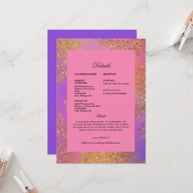 Wedding Ethnic Indian Colorful Details  Invitation (Front/Back In Situ)