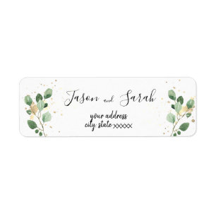 • wedding eucalyptus and gold splash label