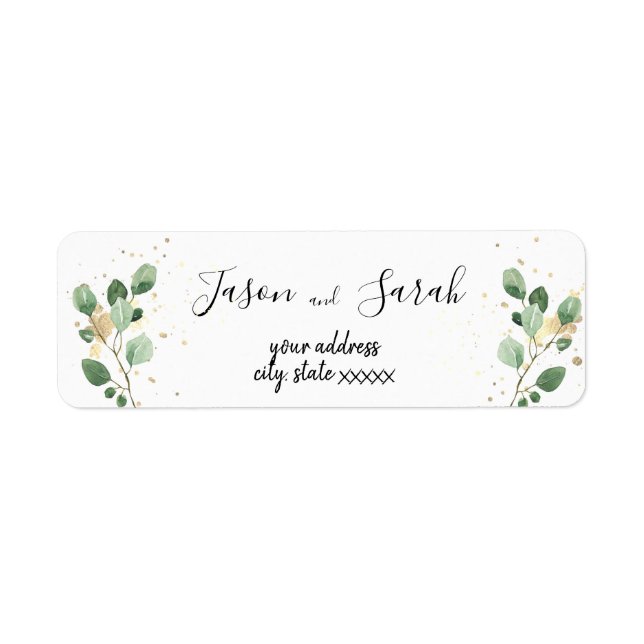 • wedding eucalyptus and gold splash label (Front)