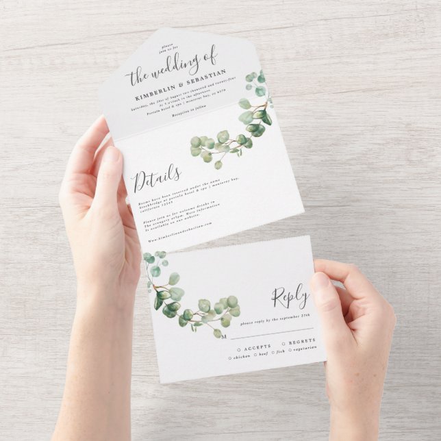 Wedding Eucalyptus botanical invitation elegant (Tearaway)
