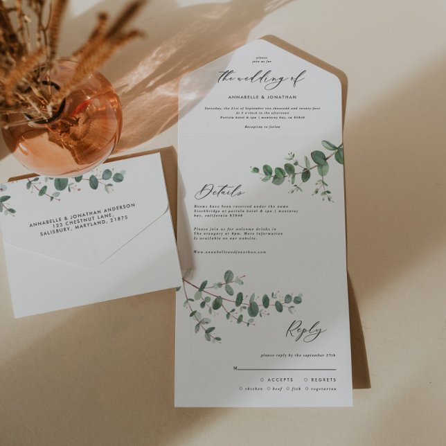 Wedding Eucalyptus botanical modern invite + rsvp (Creator Uploaded)
