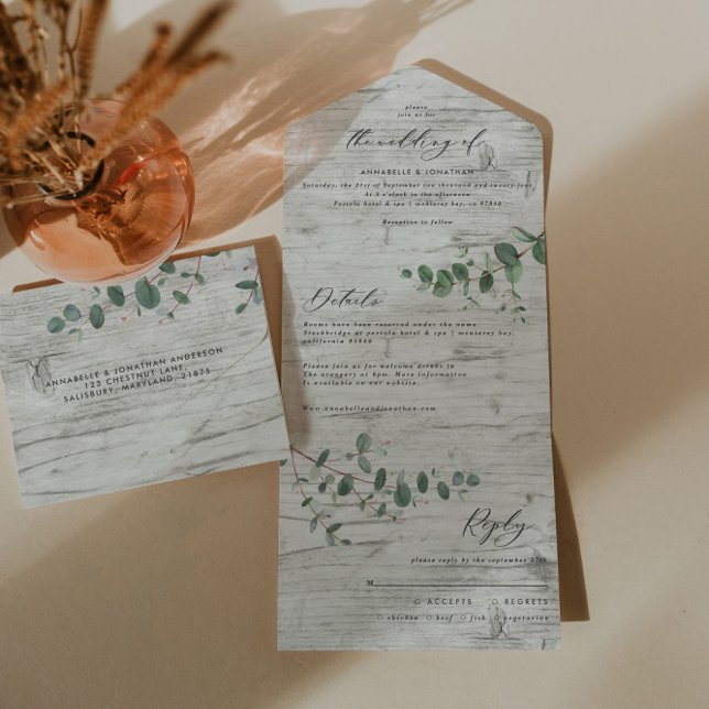 Wedding Eucalyptus botanical modern invite + rsvp (Creator Uploaded)