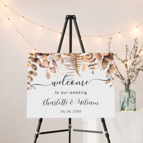 Wedding eucalyptus fall script welcome foam board