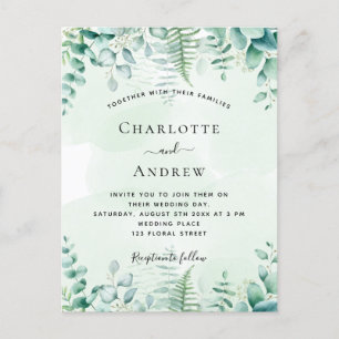 Wedding eucalyptus ferns woodland invitation postcard