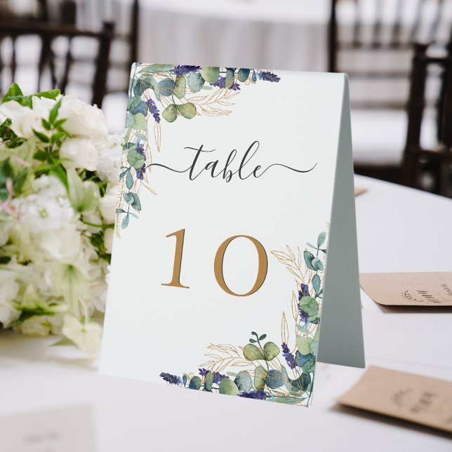 Wedding eucalyptus greenery elegant table number tent (Creator Uploaded)