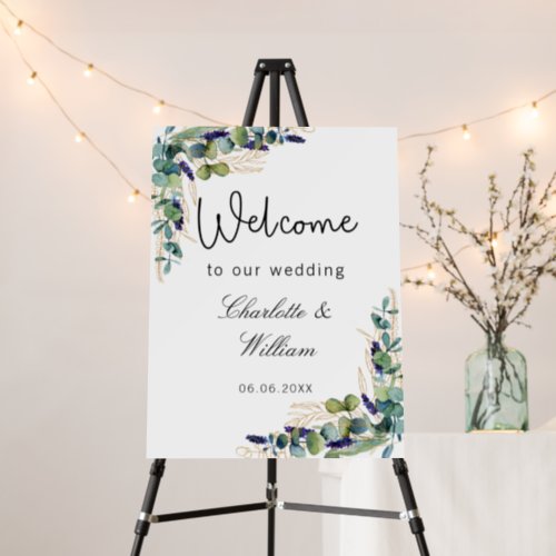Wedding eucalyptus greenery elegant welcome foam board