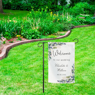 Wedding eucalyptus greenery elegant welcome garden flag