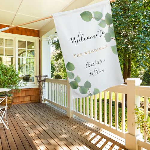 Wedding eucalyptus greenery elegant welcome house flag