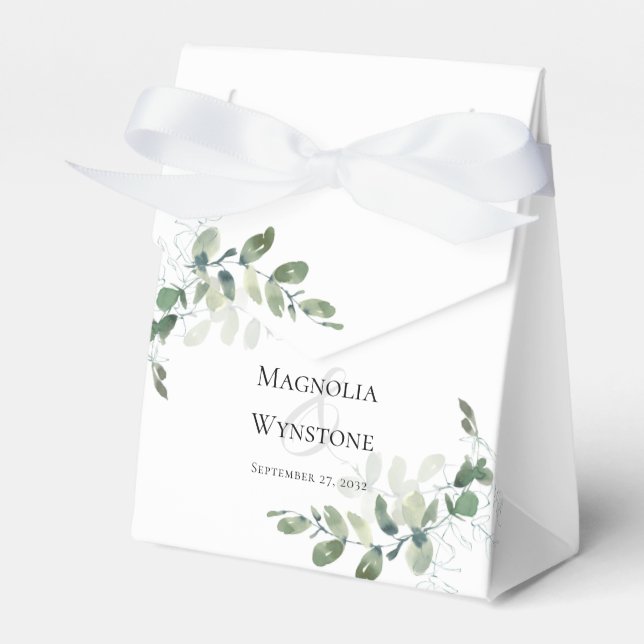 Wedding Eucalyptus Greenery  Favor Boxes (Front Side)
