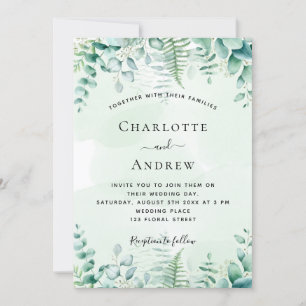 Wedding eucalyptus greenery ferns woodland invitation