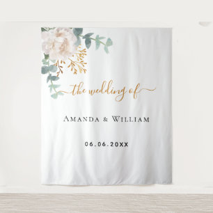 Wedding eucalyptus greenery floral monogram tapestry