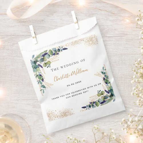 Wedding eucalyptus greenery glitter thank you favor bag