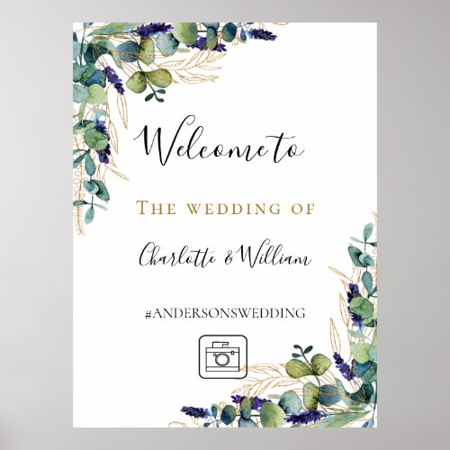 Wedding eucalyptus greenery instagram welcome poster