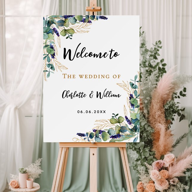 Wedding eucalyptus greenery lavender welcome sign (Creator Uploaded)