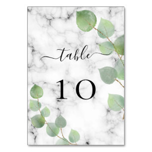 Wedding eucalyptus greenery marble elegant table number