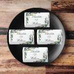 Wedding eucalyptus greenery names bride groom hershey's miniatures<br><div class="desc">White background,  black text.   Decorated with eucalyptus greenery.  Personalize and add your names</div>