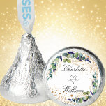 Wedding eucalyptus greenery names heart gold hershey®'s kisses®<br><div class="desc">For a wedding or bridal shower. A white background decorated with eucalyptus greenery,  golden foliage and faux gold glitter dust.   Personalize and add your names.</div>