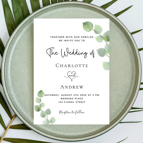 Wedding eucalyptus greenery QR code RSVP Invitation