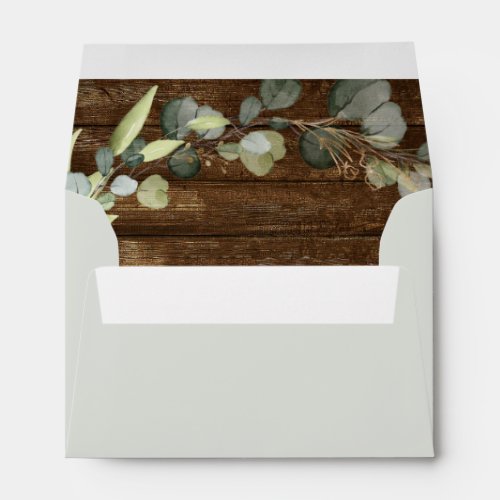 Wedding Eucalyptus Greenery Rustic Wood Envelope