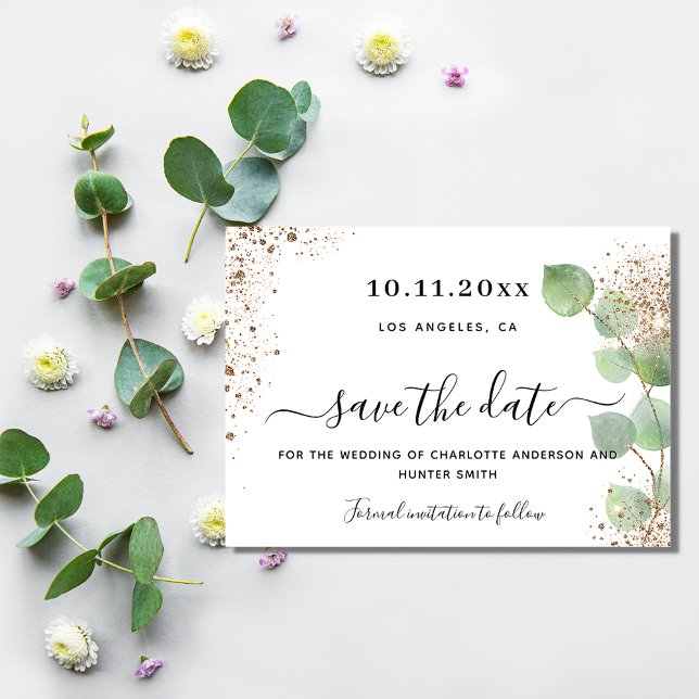 Wedding eucalyptus greenery save the date card (Creator Uploaded)
