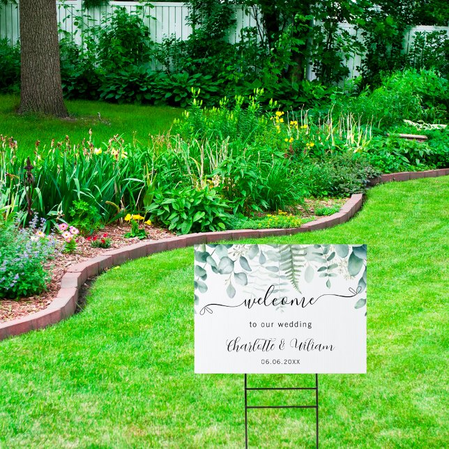 Wedding eucalyptus greenery script welcome sign (Creator Uploaded)