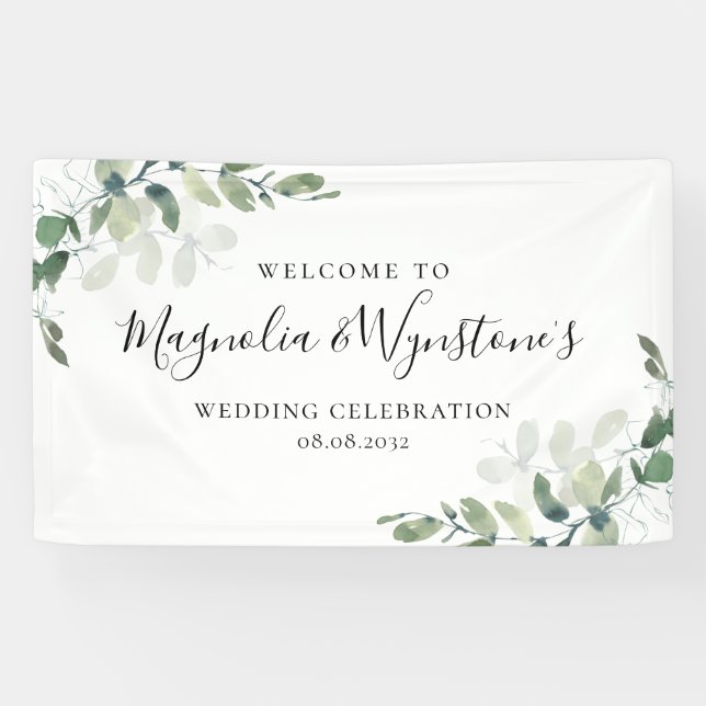 Wedding Eucalyptus Greenery Welcome Banner (Horizontal)