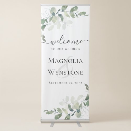 Wedding Eucalyptus Greenery Welcome Retractable Banner