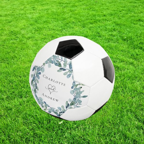 Wedding eucalyptus greenery wreath names soccer ball