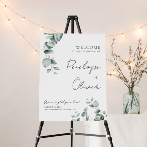 Wedding Eucalyptus Leaves  Calligraphy Welcome  Foam Board