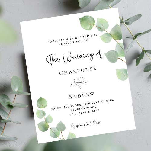 Wedding eucalyptus QR code RSVP budget invitation