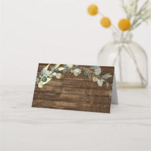 Wedding Eucalyptus Rustic Wood Country Greenery Place Card