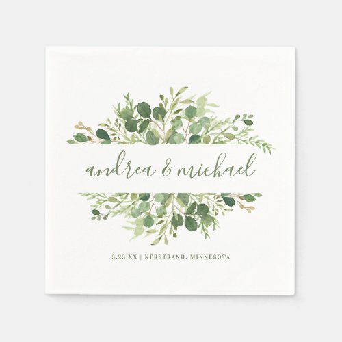 Wedding Eucalyptus Vines Greenery Frame Names Napkins