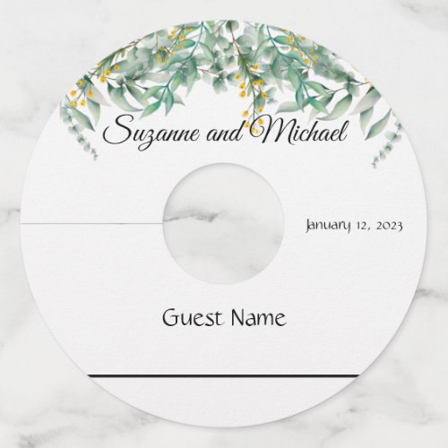 Wedding Eucalyptus  Watercolor Wine  Wine Glass Tag