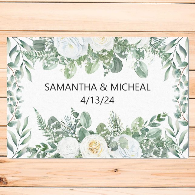Wedding Eucalyptus White Floral Watercolor  Tissue Paper (Creator Uploaded)