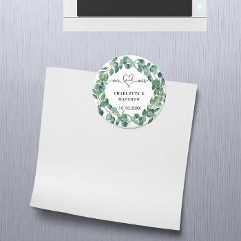 Wedding Eucalyptus Wreath Mr Mrs Save The Date Magnet by Thunes at Zazzle
