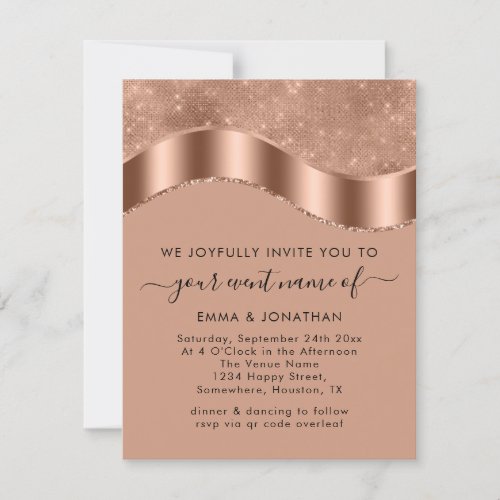 Wedding Event Bridal  QR Code Rose Gold Border 