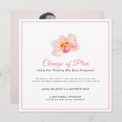 Wedding event change of plan postponed orchid   save the date