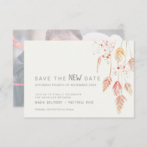 Wedding event change save the new date fall sketch save the date