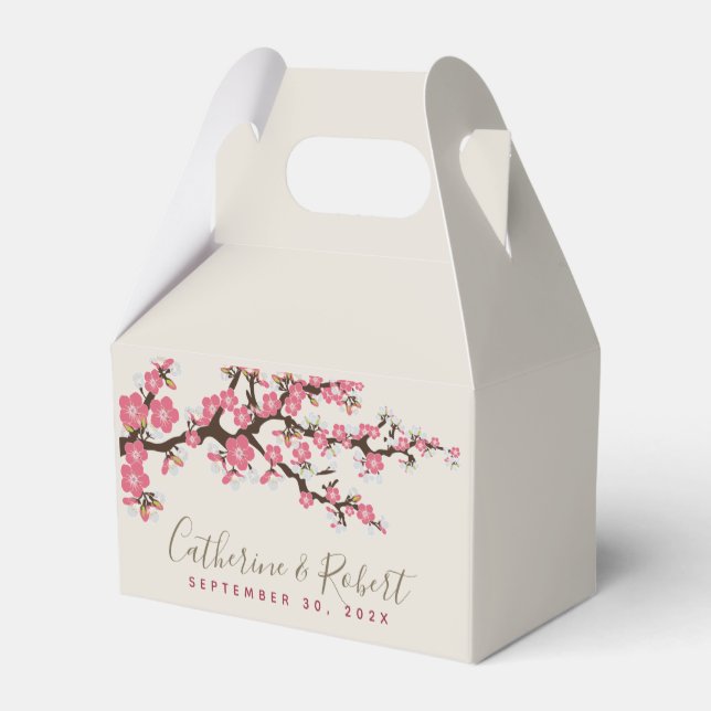 Wedding Event Cherry Blossom Pink Favor Box (Back Side)