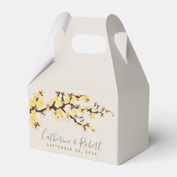 Wedding Event Cherry Blossom Yellow Favor Box by TheWeddingShoppe at Zazzle
