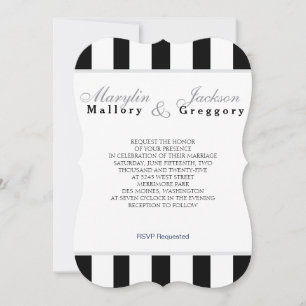Wedding  Event Classic Navy Blue & White Stripe Invitation