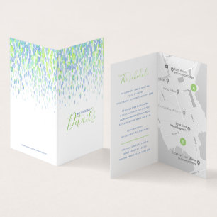 Wedding event details blue green schedule map